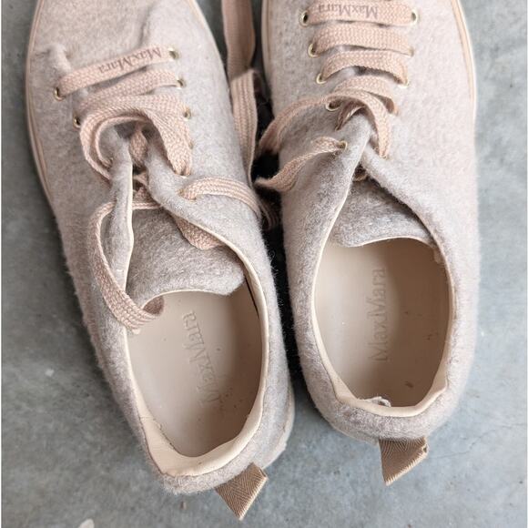 Max Mara Tunny Beige Textile/Leather Platform Sneakers, size EU37.5/US7.5 - Picture 3 of 10